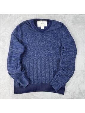 Koto Knit Sweater Blue Textured Crewneck Cotton Pullover Men Size M Knit Casual